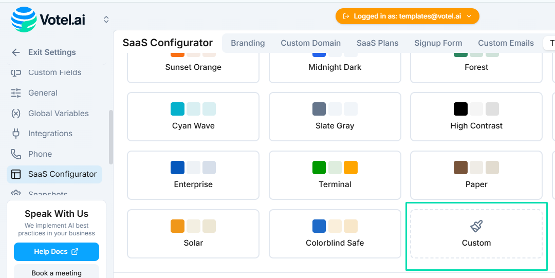 Custom Color Schemes